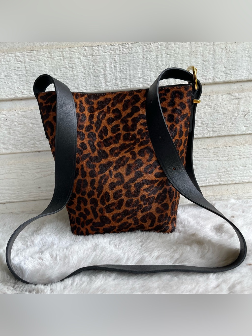 NWT | MADEWELL Leopard Ocelot Bucket Bag Crossbody